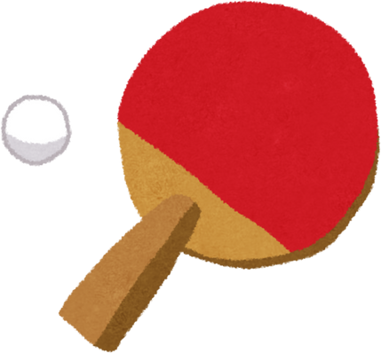 Illustration of a Red Table Tennis Paddle and Ball